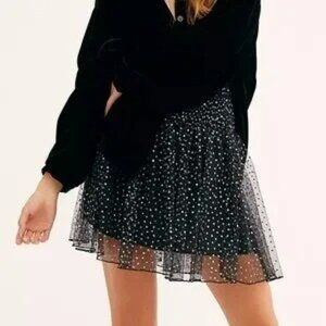 Free People Only You Tutu Mini Skirt Glitter Black Small Like New